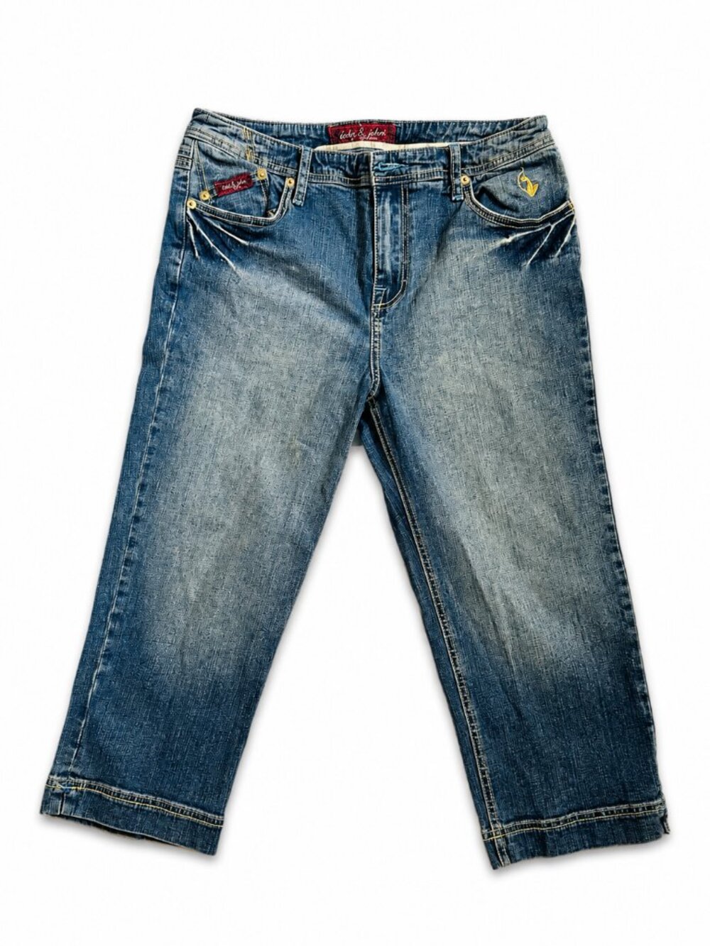 Baby Phat Y2K Mid-Wash Cropped Capri Jeans Sz 16